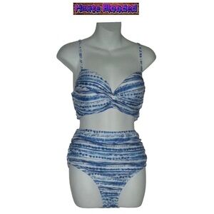 Nicole Miller Studio Bathing Suit Tie Dye Boho 2 Piece Bikini Beach Bohemian L